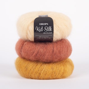 DROPS Kid Mohair Seide Garn Garnstudio Design Luxus glänzend flauschige Strickwolle Strickgarn Häkelgarn 25g Sommergarn