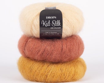 DROPS Kid Mohair Silk yarn Garnstudio design Luxury glossy fluffy knitting wool Knitting yarn Crochet yarn 25g Summer yarn