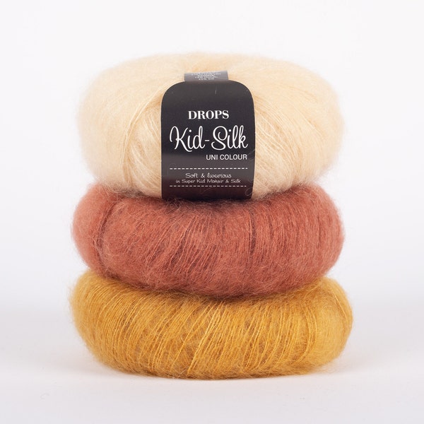 Fil de soie enfant mohair DROPS Garnstudio design Laine à tricoter luxueuse et brillante, laine à tricoter Fil à crocheter 25 g Fil d'été