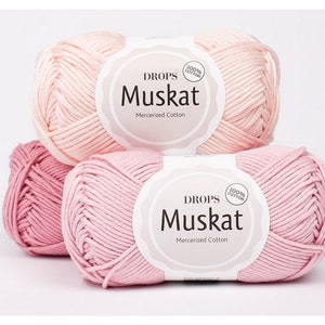 DROPS Muskat Mercerized cotton yarn Amigurumi Summer yarn 100% Cotton crochet yarn, Soft cotton yarn Knitting cotton Yarn 50g