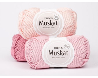 DROPS Muskat Mercerized cotton yarn Amigurumi Summer yarn 100% Cotton crochet yarn, Soft cotton yarn Knitting cotton Yarn 50g