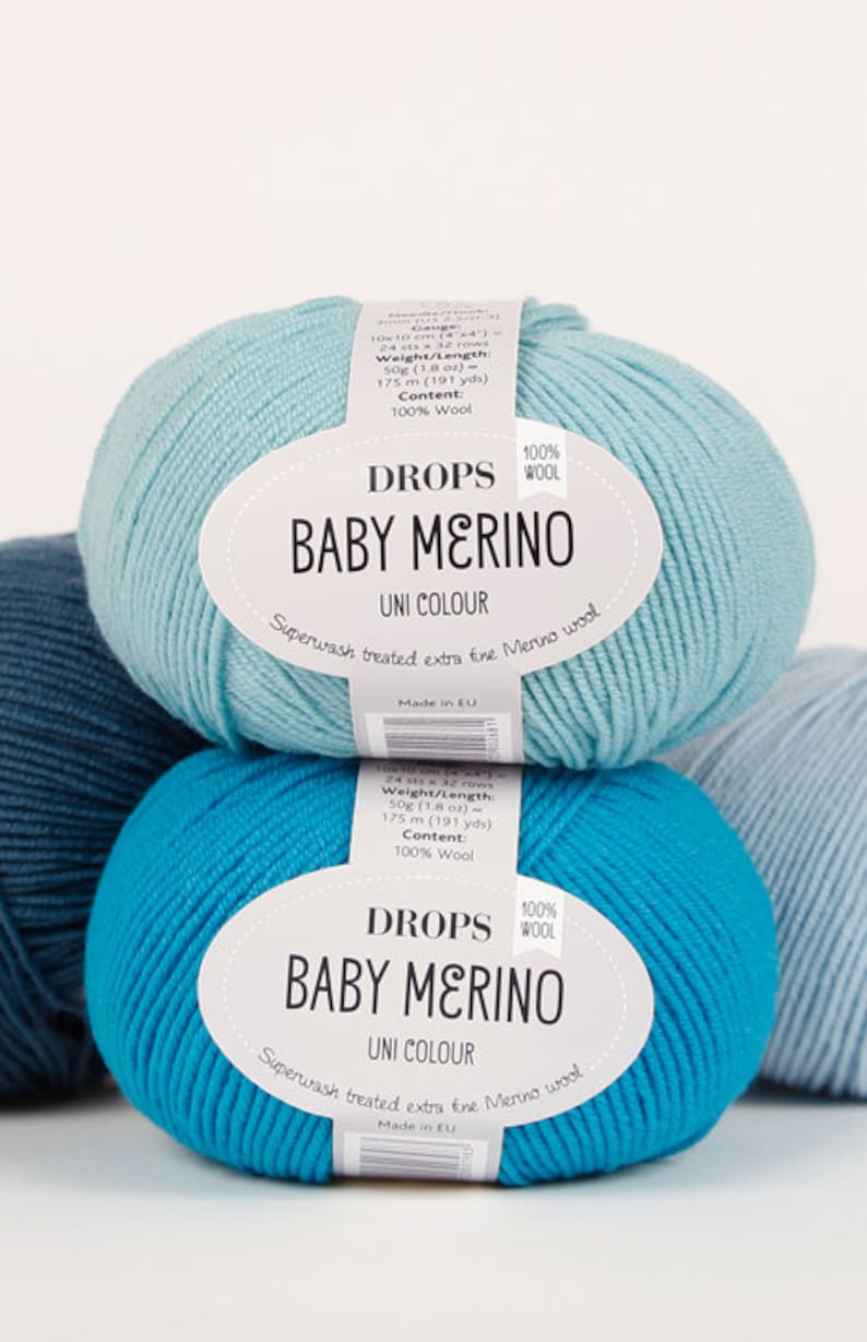 DROPS Baby Merino knitting yarn Superwash treated extra fine merino wool yarn Sport Garnstudio design 50g image 9