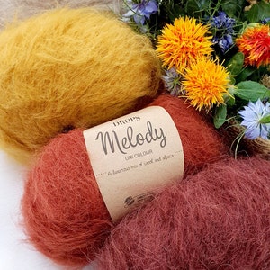 DROPS Melody knitting yarn Beautiful chunky yarn Mix of merino wool and brushed alpaca Bulky yarn