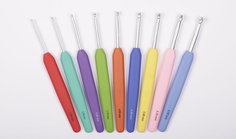Ergonomic soft grip hook DROPS PRO CIRCUS Crochet Hooks Aluminium 13cm Gift for Craftier