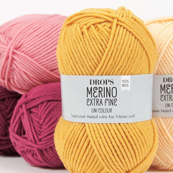 DROPS Merino Extra fine DK yarn (8ply) 100% wool Knitting wool Merino wool Superwash treated