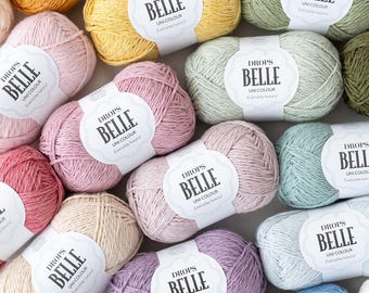 DROPS Belle Yarn – Cotton Viscose Linen DK Weight, Textured Knit Summer Yarn