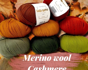 Extrafine Merino Wool Cashmere Yarn LANA GATTO Vip, 50g