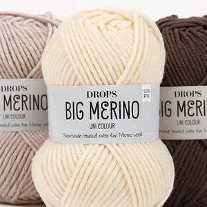 DROPS Big Merino Knitting Yarn Superwash Treated Extra Fine Merino Wool ...