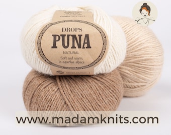 Alpaca Wool Yarn, DK Knitting Yarn DROPS Puna