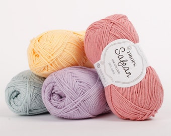 DROPS Safran Crochet cotton yarn Amigurumi yarn 50g Crochet yarn Summer yarn Soft cotton yarn Knitting cotton Egypt cotton baby yarn