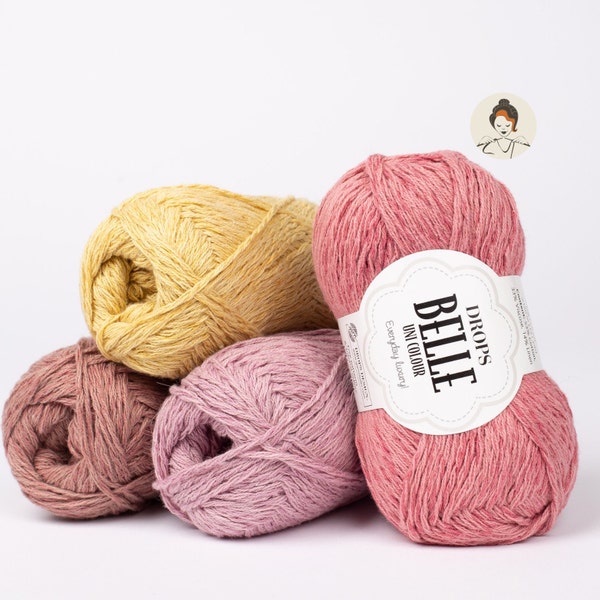 DROPS Belle knitting yarn Summer/Spring light yarn Cotton linen yarn Worsted DK 50g