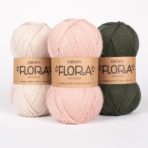 Drops Flora Alpaca - thin alpaca and wool blend Knitting yarn - Sock yarn fingering yarn-Sport Baby Fingering Knitting Yarn