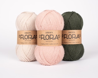 Drops Flora Alpaca - thin alpaca and wool blend Knitting yarn - Sock yarn fingering yarn-Sport Baby Fingering Knitting Yarn