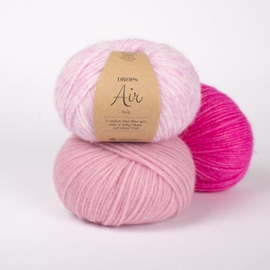 DROPS Air, Knitting Yarn, Chunky Baby Alpaca Merino wool blend, Worsted Aran Yarn, Merino Baby Alpaca Wool, Worsted yarn, Soft yarn