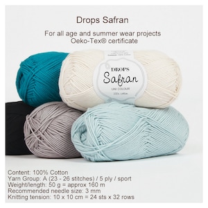 DROPS Safran Crochet cotton yarn Amigurumi yarn 50g Crochet yarn Summer yarn Soft cotton yarn Knitting cotton Egypt cotton baby yarn
Crochet Doll making Kids; crafts 
Knitting Rug making