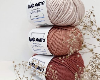 Lana Gatto Super Soft Merino Yarn, Extrafine Italian Wool Knitting, Baby Garments (50g 125m)