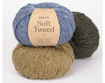 Tweed DK classic yarn in Superfine Alpaca and Merino wool, Drops SOFT TWEED knitting yarn,rustic yarn,50g