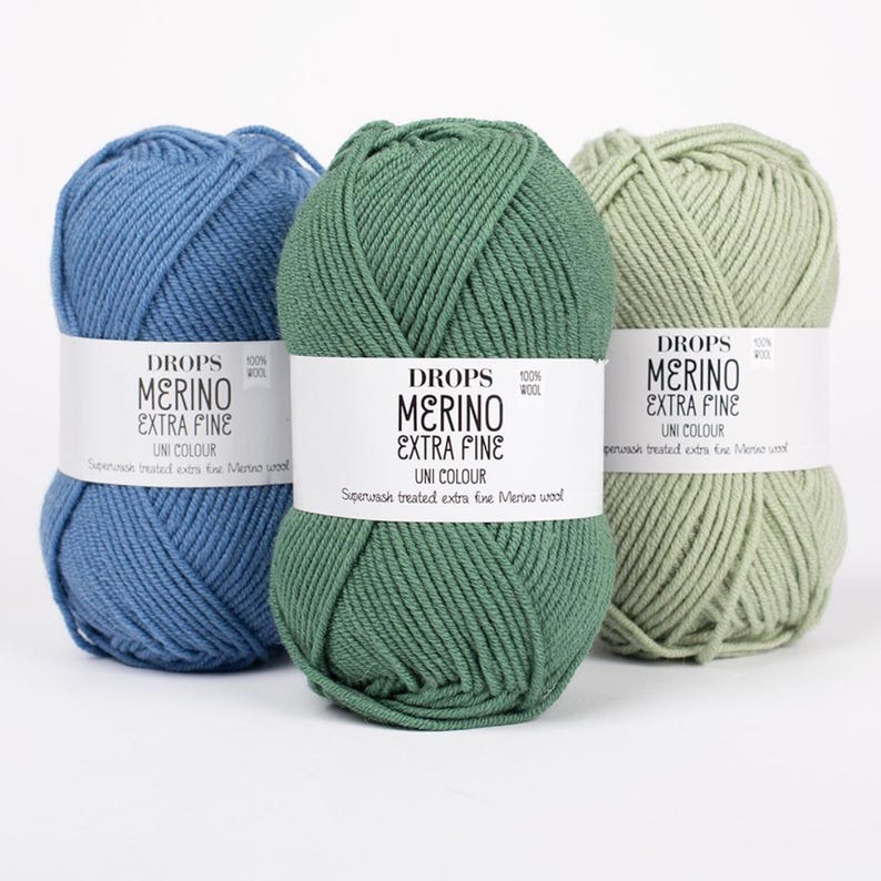 DROPS Merino Extra fine DK yarn (8ply) 100% wool Knitting wool Merino wool Superwash treated