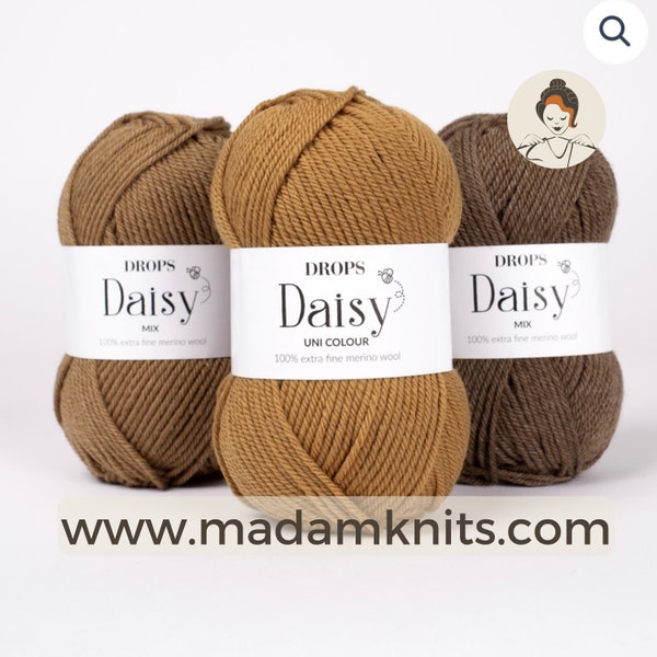 Laine Drops Daisy Laine mérinos extra fine - Laine peignée DK