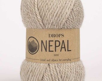 Fil à tricoter laine Drops Nepal fils à tricoter - Fil de laine - Fil de poids Aran - Fil peigné - Fil doux - fil chaud - Tricot d'hiver