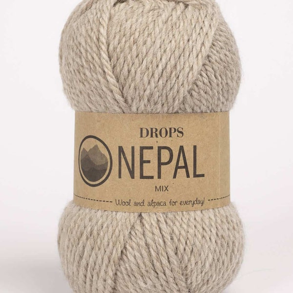 Fil à tricoter laine Drops Nepal fils à tricoter - Fil de laine - Fil de poids Aran - Fil peigné - Fil doux - fil chaud - Tricot d'hiver