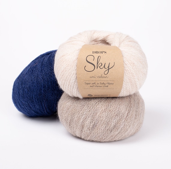 DROPS Sky Knitting Yarn Super Soft and Lightweight in Baby Alpaca and  Merino Wool Yarn Chunky Yarn 