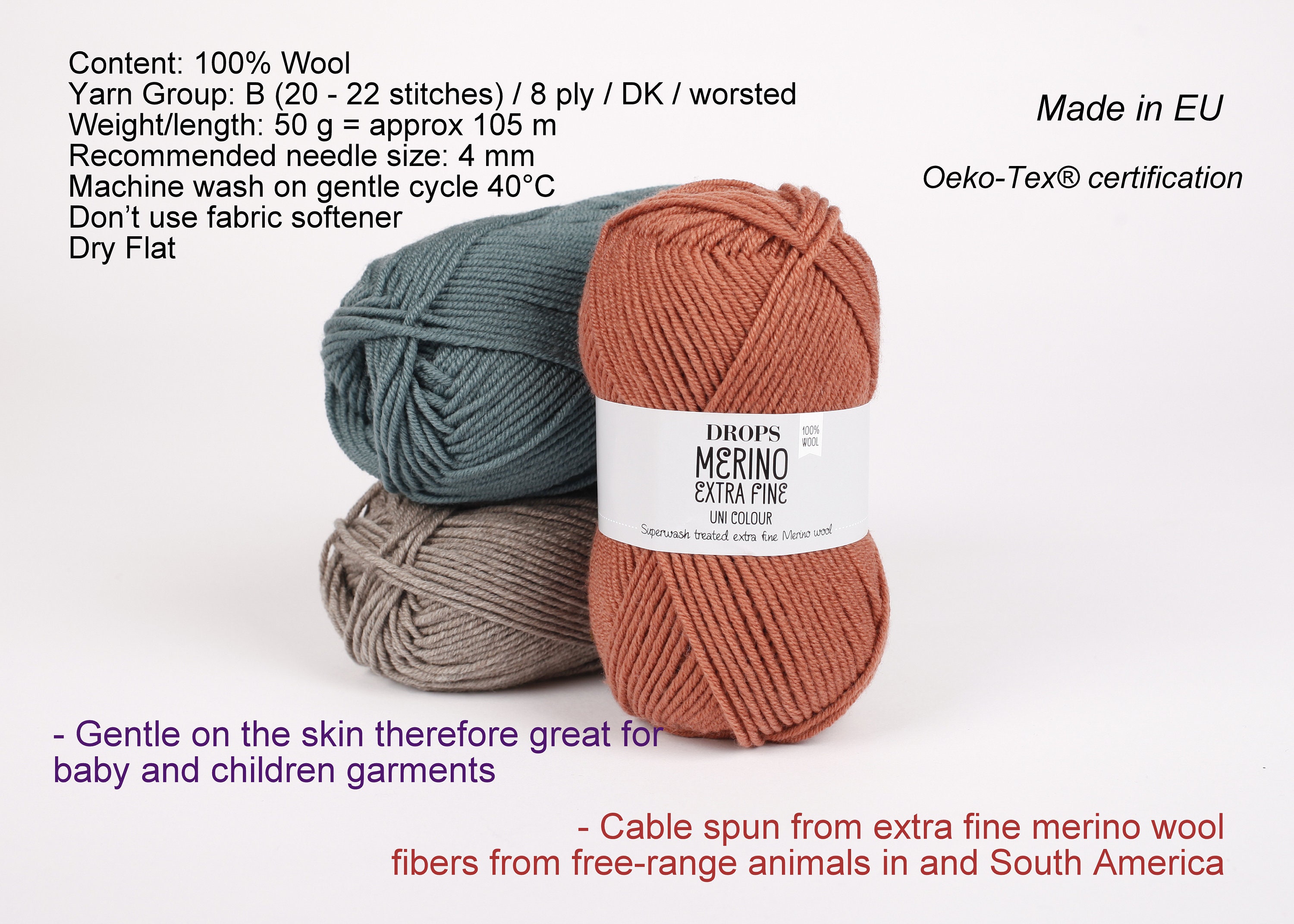 DROPS Merino Extra fine DK yarn 8ply 100 wool Knitting wool Etsy