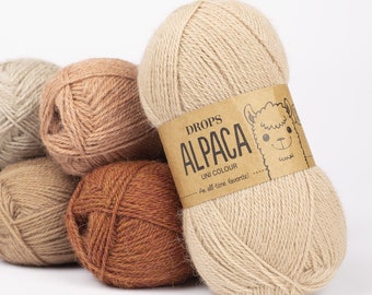 Laine superfine d'alpaga Drops Alpaca - laine d'alpaga Laine à chaussettes Laine à tricoter Laine de fibre naturelle Laine d'alpaga - Laine SPORT
