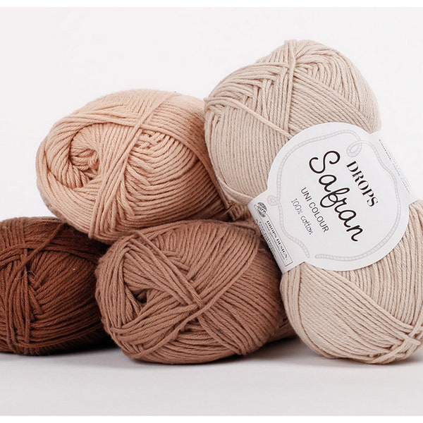 DROPS Safran Crochet cotton yarn Amigurumi yarn 50g Crochet yarn Summer yarn Soft cotton yarn Knitting cotton Egypt cotton baby yarn