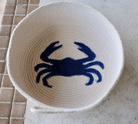 Handmade Crab Rope Basket, Nautical, Storage Basket, Home Décor