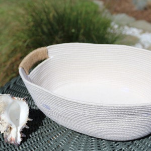 Handmade Oval Rope Basket - Large - Rope with Jute twine handle accent - Bread Proofing/ Storage/ Home Decor / Gift / Entertain/Made in USA