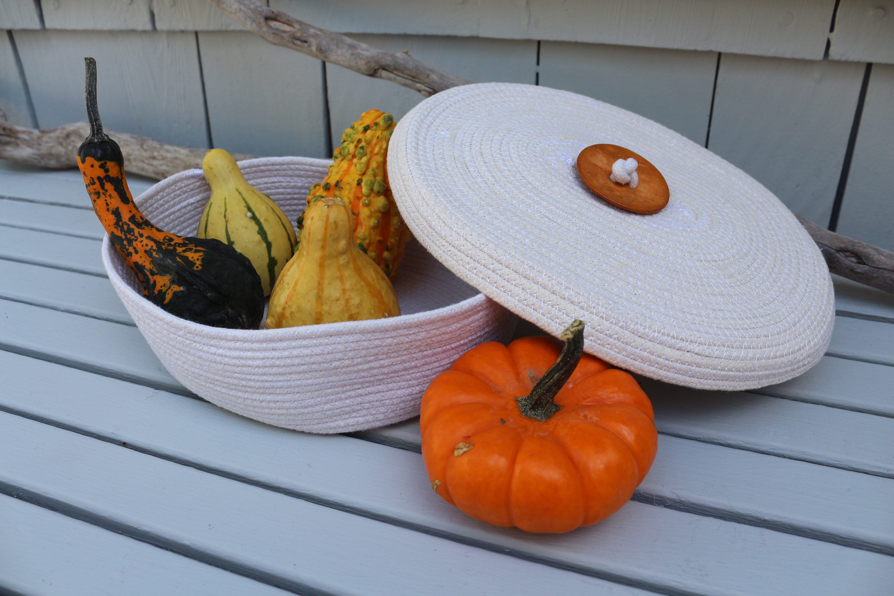 Handmade Rope Basket With Lid, Oval Basket, Storage Basket, Home Decor