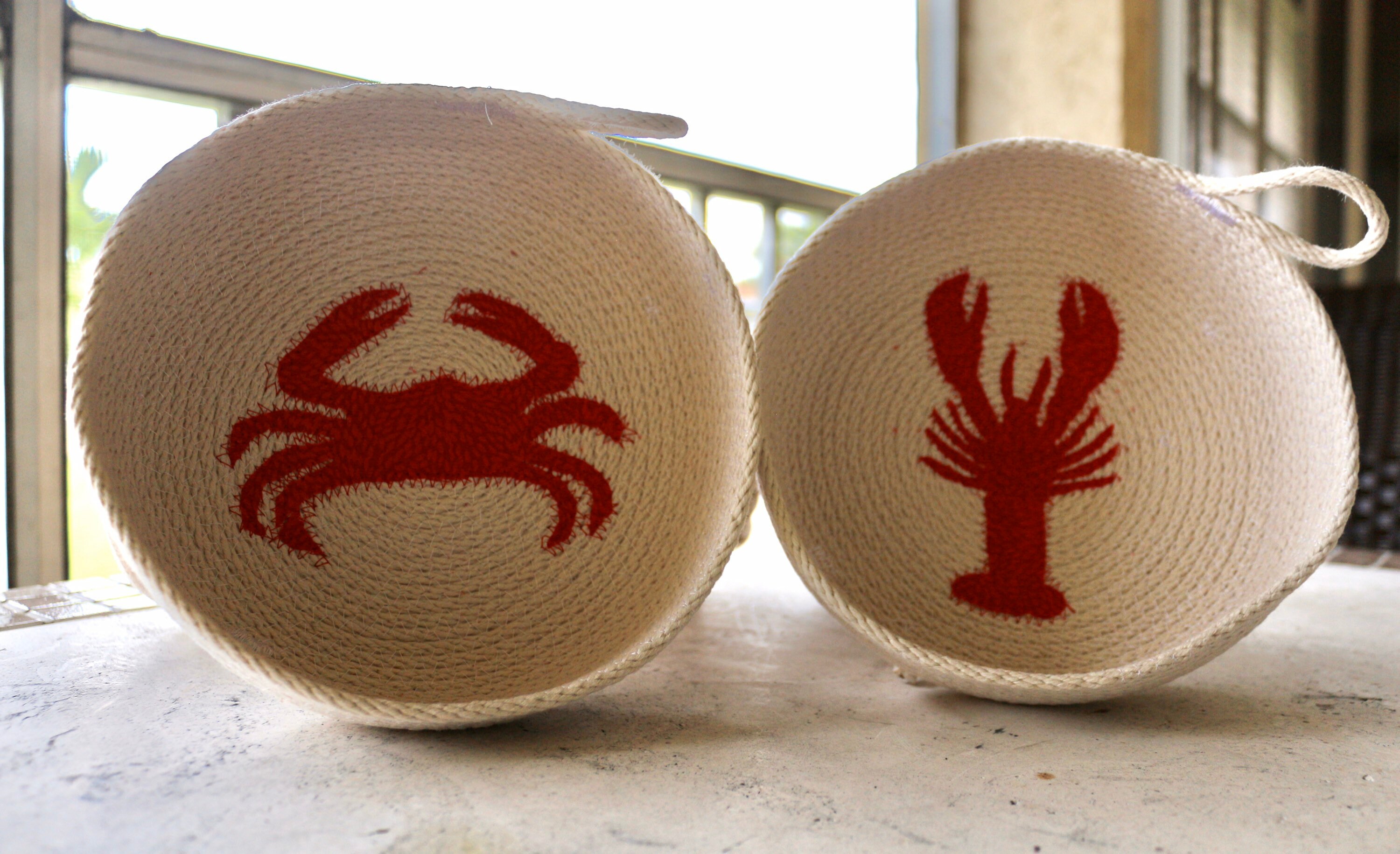 Handmade Rope Basket Red Crab, Storage, Gift Ideas, Teacher Gift, Home