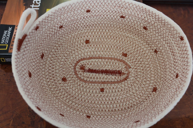 Handmade Rope Basket Natural & Charcoal Gray Storage Basket, Home Decor