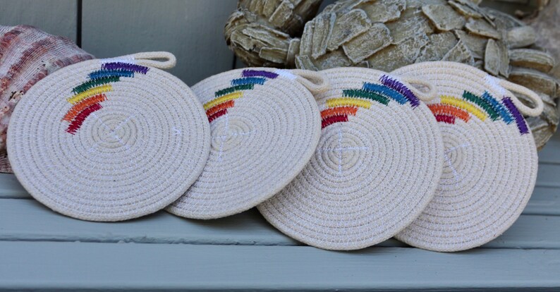 Handmade Pride Rainbow Rope Coasters Set of 4 image 7