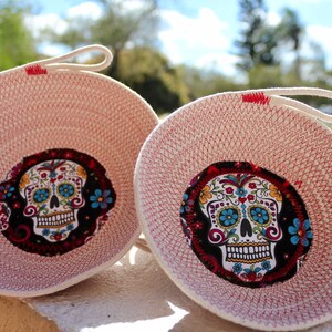 Handmade Rope Basket- Day of the Dead Basket, Small, Sugar Skull Basket, Day of  Dead Décor, Made in USA, Gift Idea,Sugar Skull