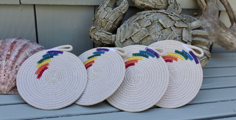 Handmade Pride Rainbow Rope Coasters Set of 4 image 3