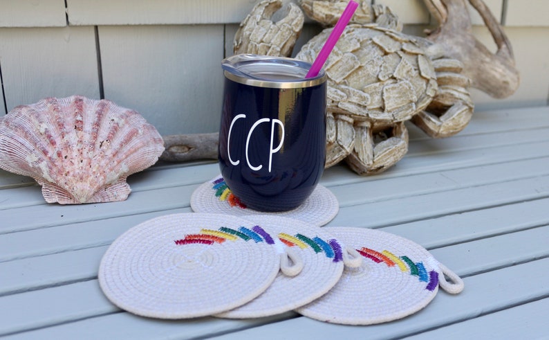 Handmade Pride Rainbow Rope Coasters Set of 4 image 6