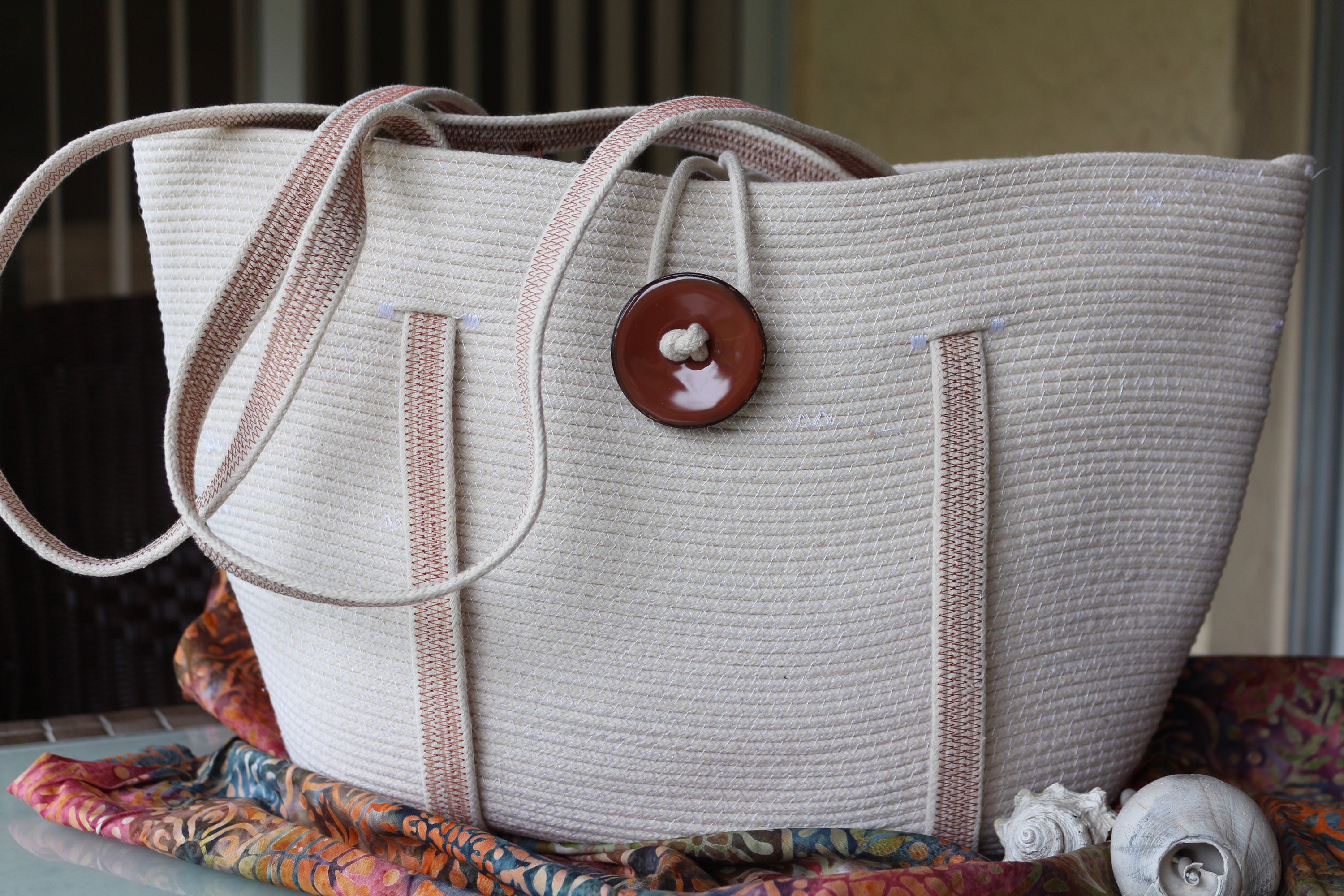 Handmade Rope Tote Butterscotch Coconut Shell Button - Etsy