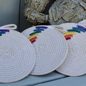 Handmade Pride Rainbow Rope Coasters Set of 4 image 1