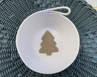 Handmade Woodland Christmas Tree Rope Basket - Christmas Decor, Farmhouse, Vintage Eclectic, Minimalist , Rustic, Made in USA