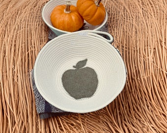 Handmade Apple Rope Basket - Farmhouse, Harvest, Vintage Eclectic, Minimalist , Rustic, Shabby Chic, Harvest, Boho,  Made in USA