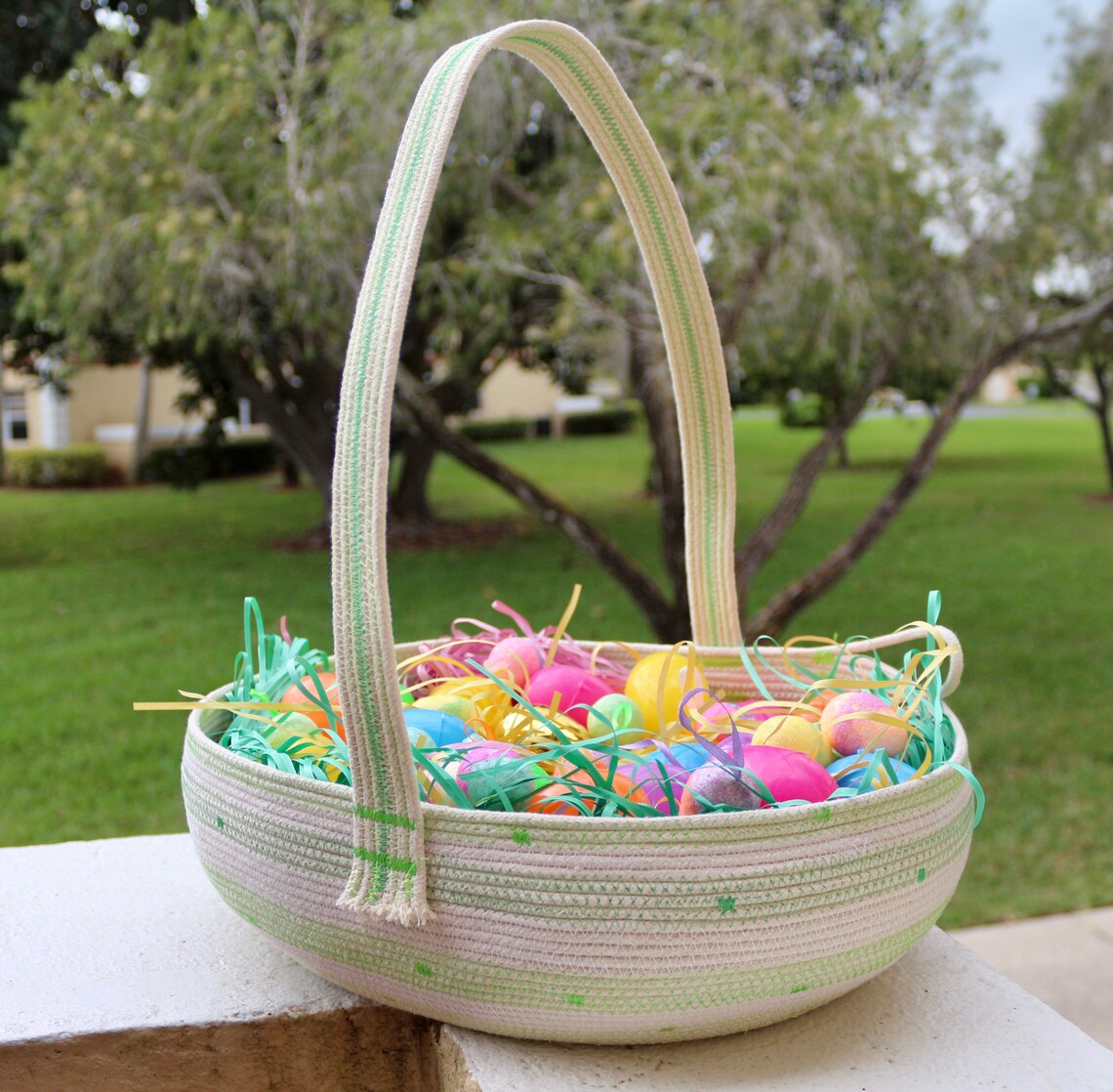 Easter Rope Handmade Easter Basket, Rope Basket,easter Rope Basket, Large, Kids ...