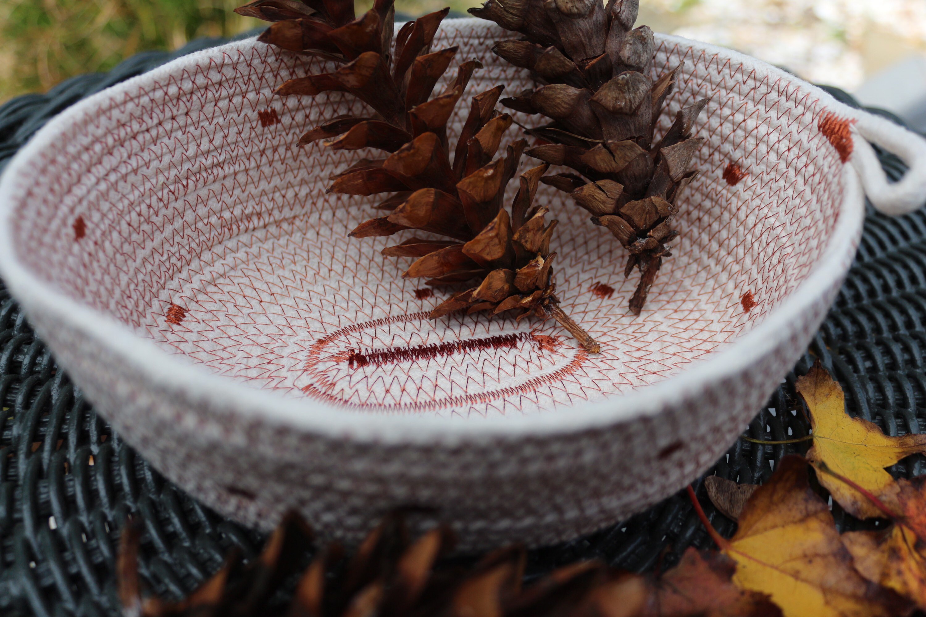Handmade Rope Basket Natural & Charcoal Gray Storage Basket, Home Decor