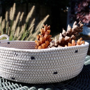 Handmade Rope Basket - Natural & Charcoal Gray - Storage/ Home Decor / Entertain/Made in USA