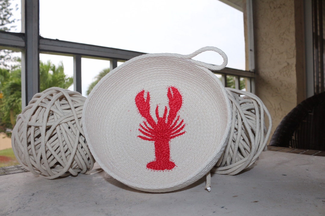 Handmade Rope Basket Nautical/red Lobster/storage/home Décor/rope