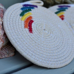 Handmade Pride Rainbow Rope Coasters Set of 4 image 2