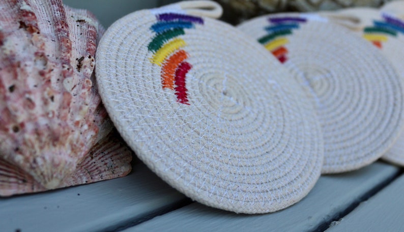 Handmade Pride Rainbow Rope Coasters Set of 4 image 2