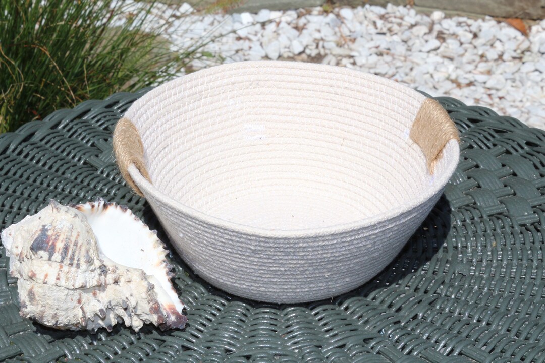 Rustic Rope Baskets Handmade Rope Basket - Rope With Jute Twine Handle Accent - Storage ...