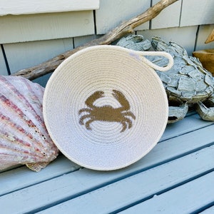 HandmadeCrab  Rope Basket - Nautical, Neutrals, Vintage Eclectic, Minimalist , Boho. Shabby Chic,  Rustic, Storage, Made in USA